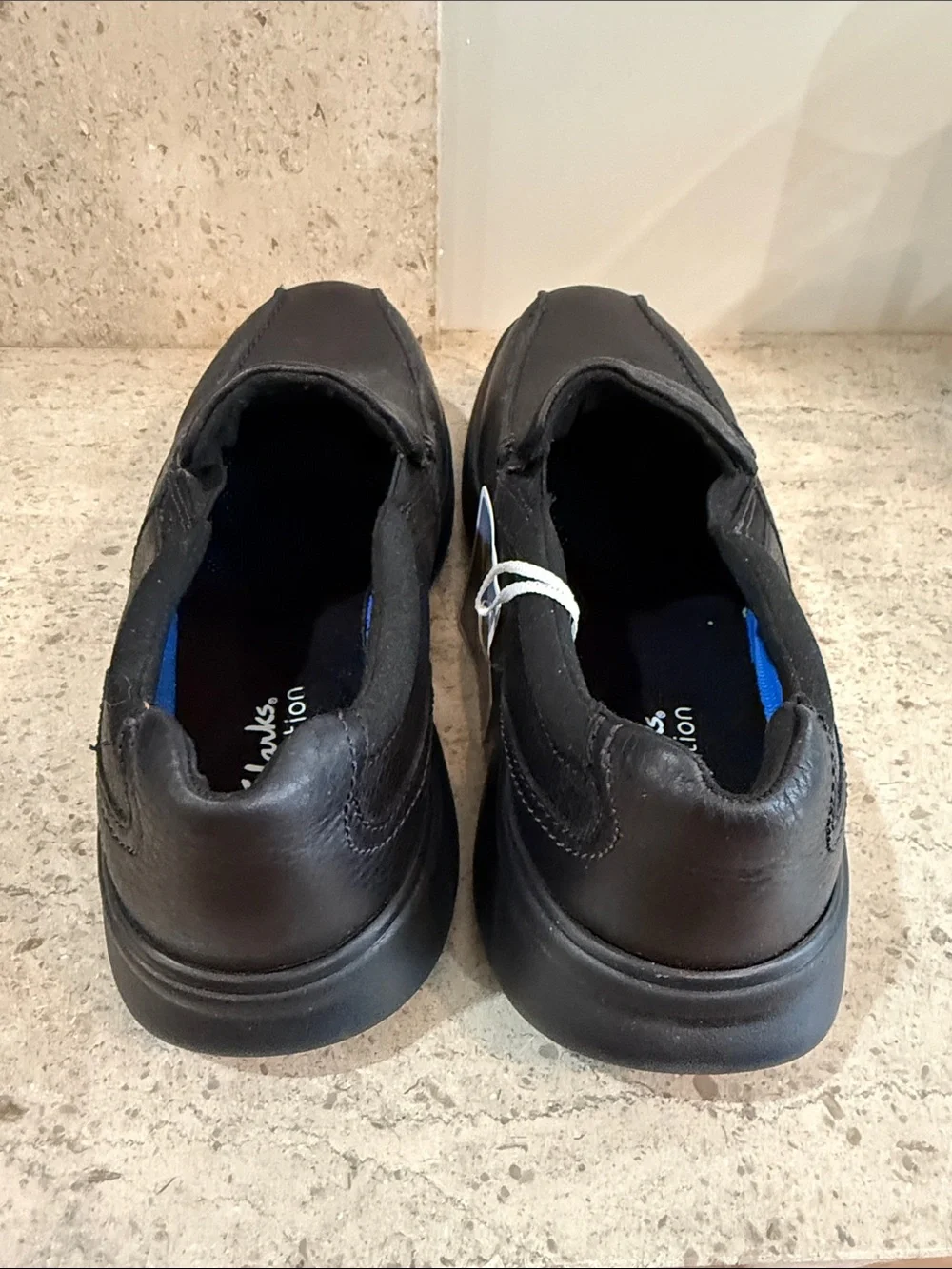 Clarks Men’s Black Leather Slip-On Loafers